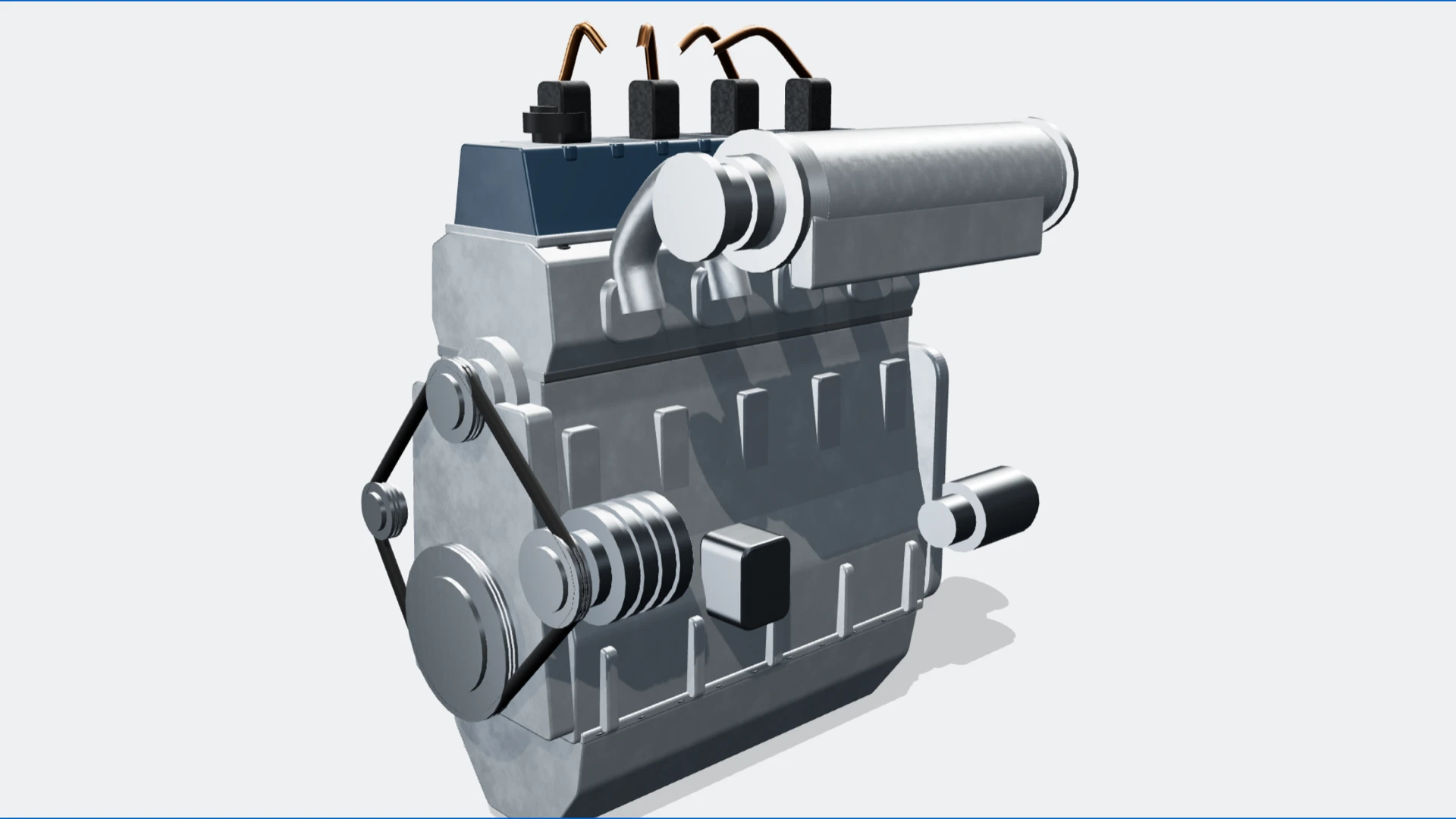 Mô hình động cơ Inline-four nhìn phối cảnh